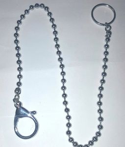 Mens 24" Ball Bead Wallet Chain w/ Parrot Clasp & Keyring